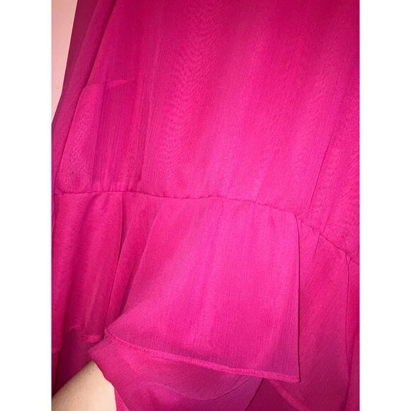 Torrid pink ruffle blouse size 2X sheer sleeves - Picture 5 of 8